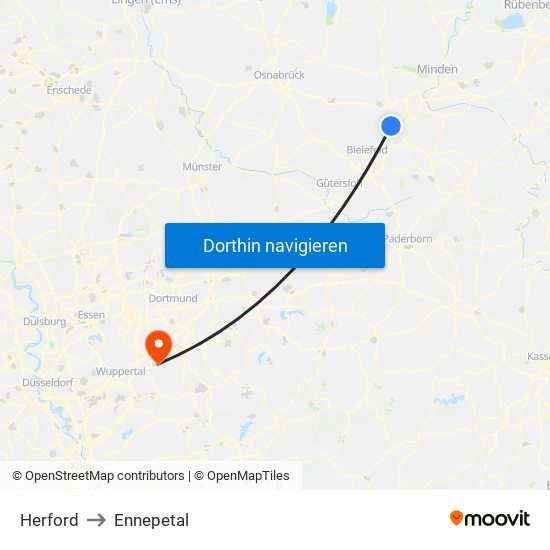 Herford to Ennepetal map