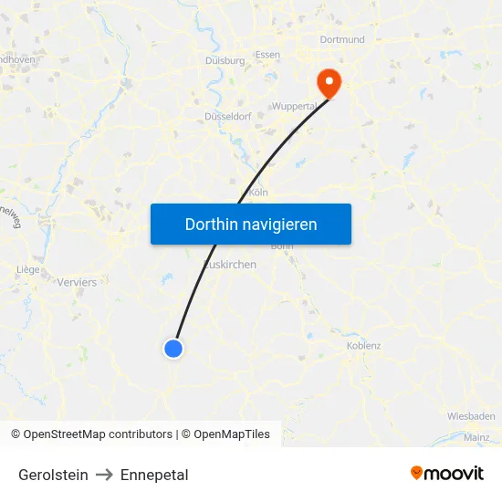 Gerolstein to Ennepetal map