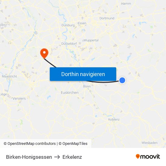 Birken-Honigsessen to Erkelenz map