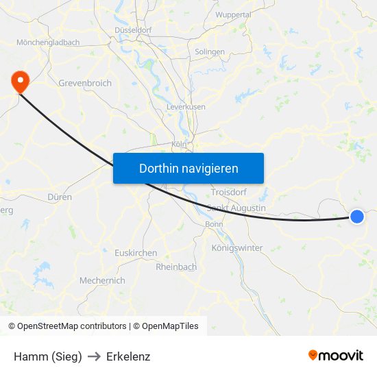 Hamm (Sieg) to Erkelenz map