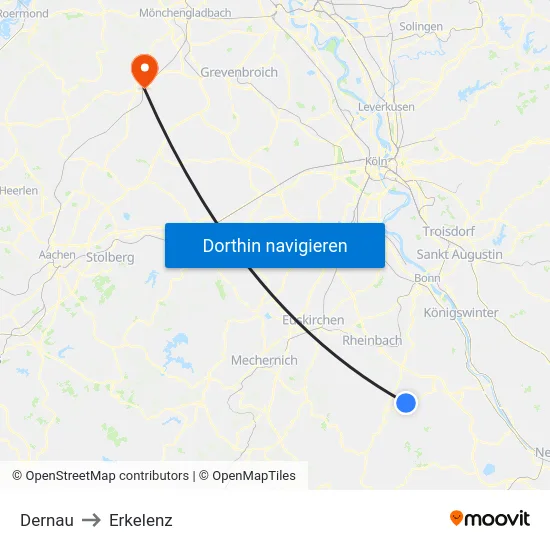 Dernau to Erkelenz map