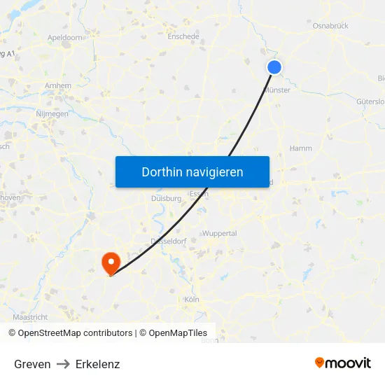Greven to Erkelenz map