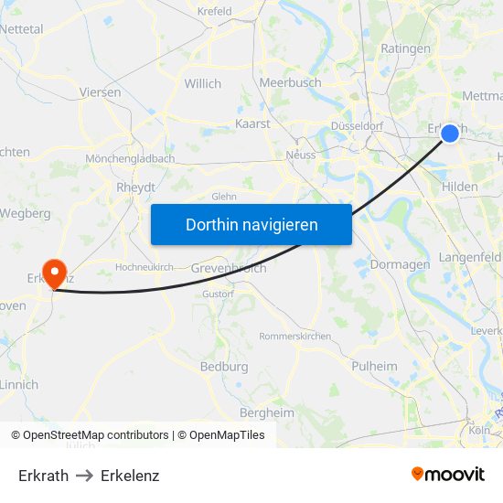 Erkrath to Erkelenz map
