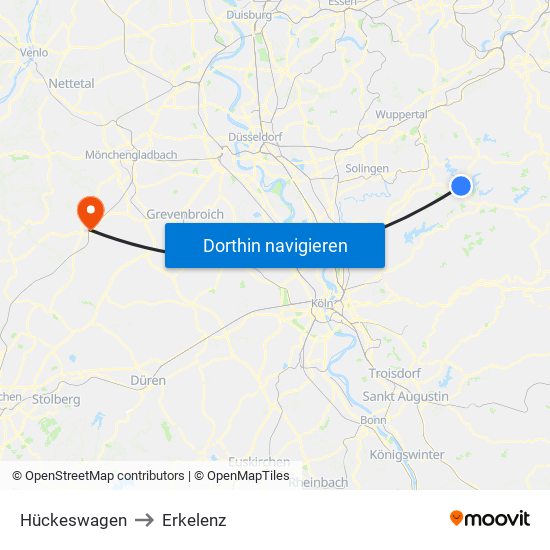 Hückeswagen to Erkelenz map