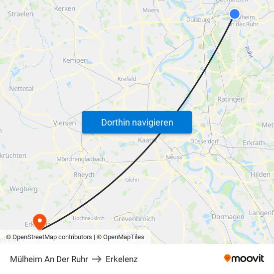 Mülheim An Der Ruhr to Erkelenz map