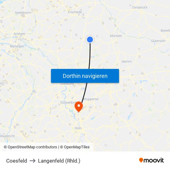 Coesfeld to Langenfeld (Rhld.) map