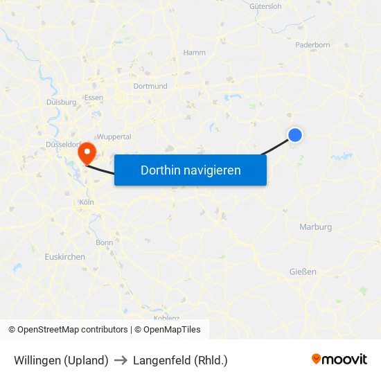 Willingen (Upland) to Langenfeld (Rhld.) map