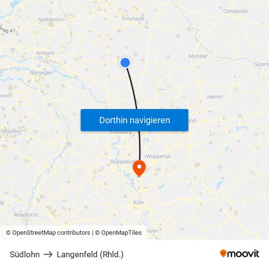 Südlohn to Langenfeld (Rhld.) map