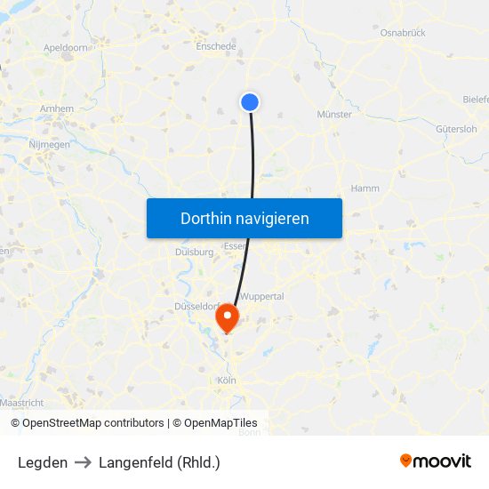 Legden to Langenfeld (Rhld.) map