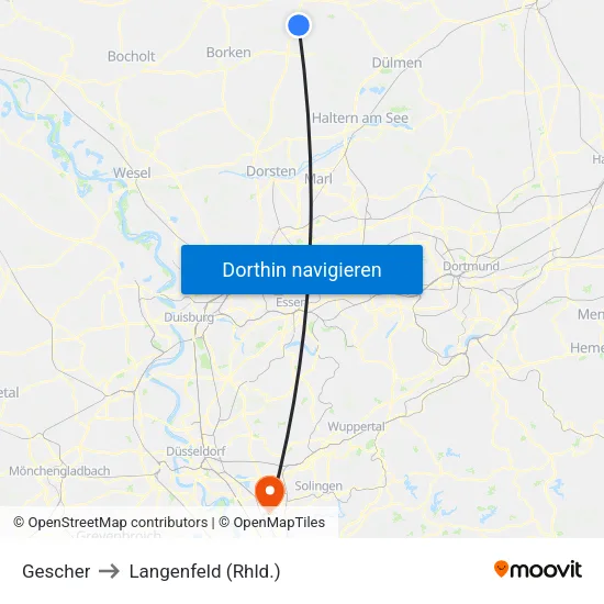 Gescher to Langenfeld (Rhld.) map