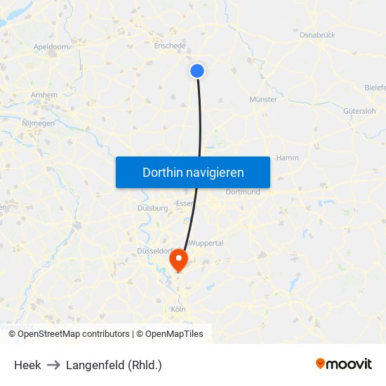 Heek to Langenfeld (Rhld.) map