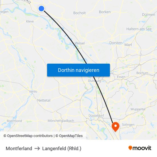 Montferland to Langenfeld (Rhld.) map