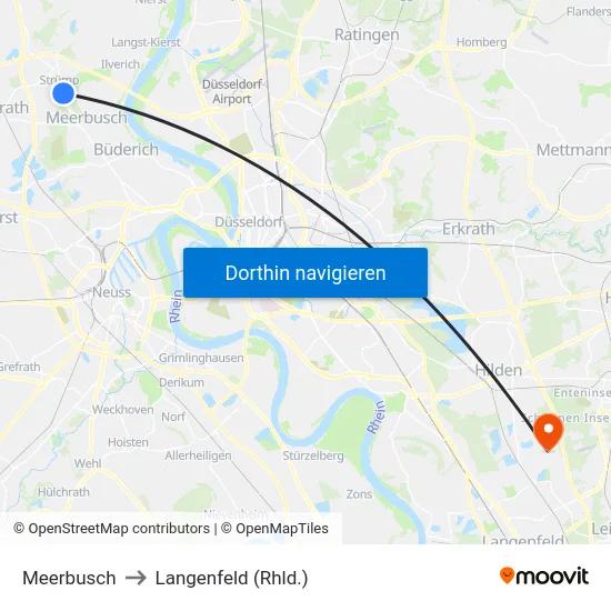 Meerbusch to Langenfeld (Rhld.) map