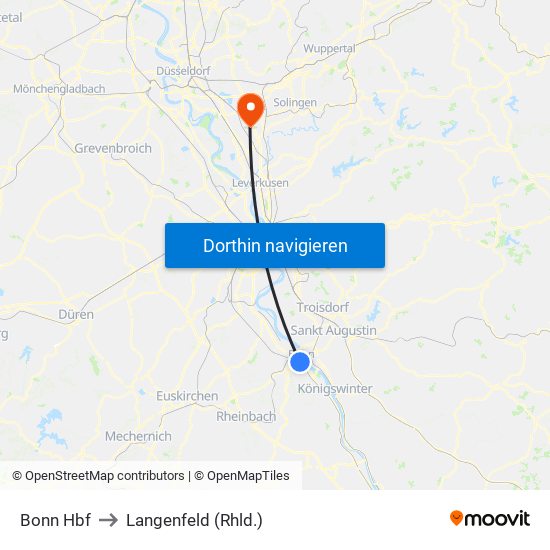 Bonn Hbf to Langenfeld (Rhld.) map