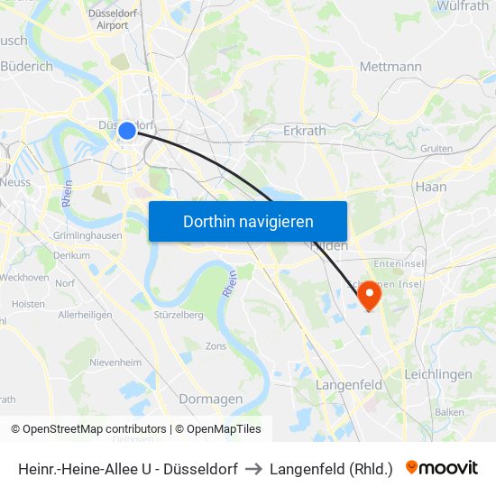 Heinr.-Heine-Allee U - Düsseldorf to Langenfeld (Rhld.) map