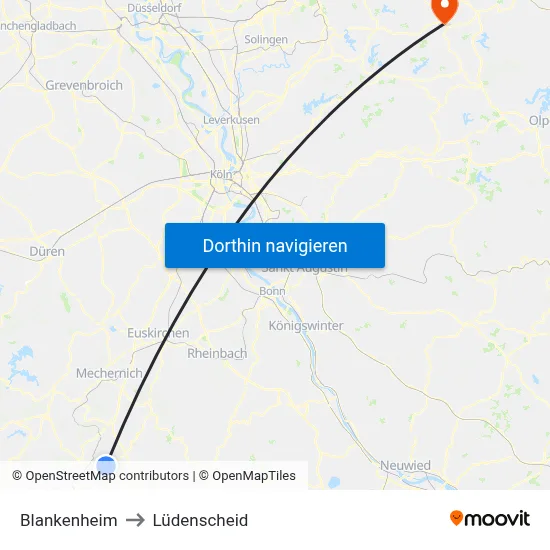 Blankenheim to Lüdenscheid map