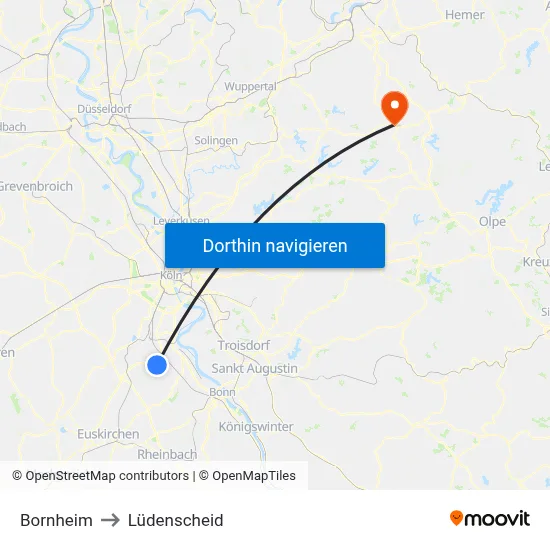 Bornheim to Lüdenscheid map