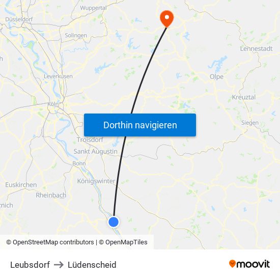 Leubsdorf to Lüdenscheid map