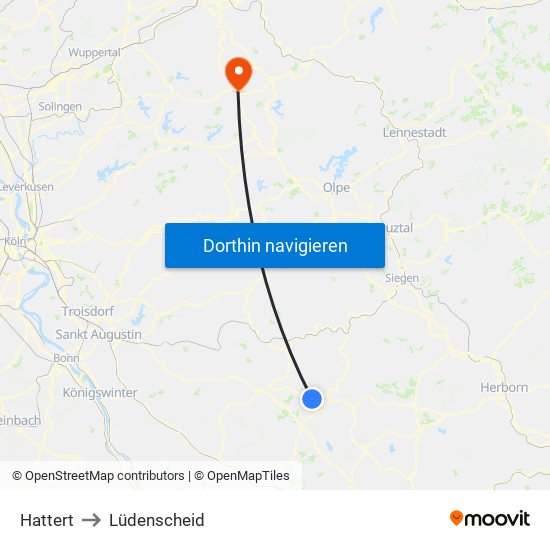 Hattert to Lüdenscheid map