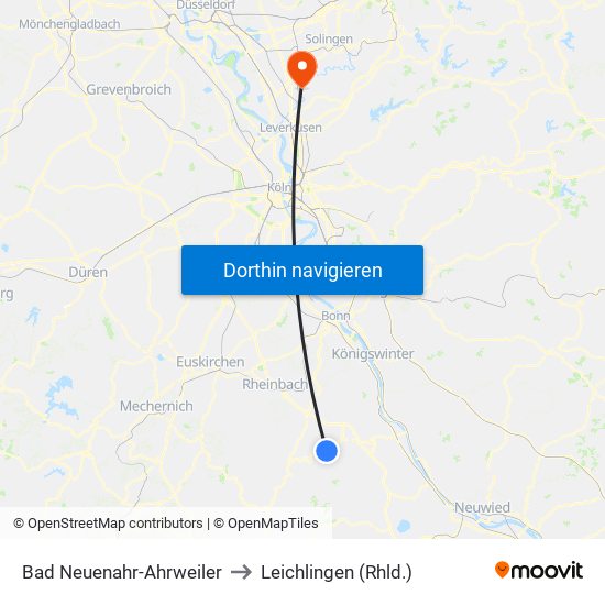 Bad Neuenahr-Ahrweiler to Leichlingen (Rhld.) map