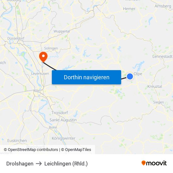 Drolshagen to Leichlingen (Rhld.) map