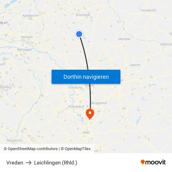 Vreden to Leichlingen (Rhld.) map