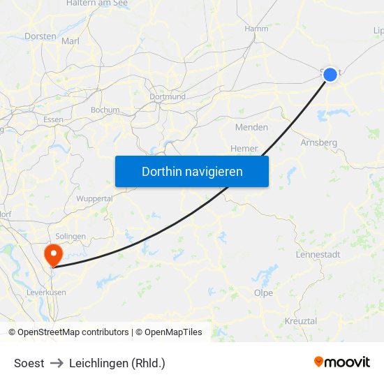 Soest to Leichlingen (Rhld.) map