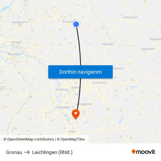 Gronau to Leichlingen (Rhld.) map