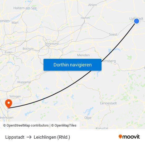 Lippstadt to Leichlingen (Rhld.) map