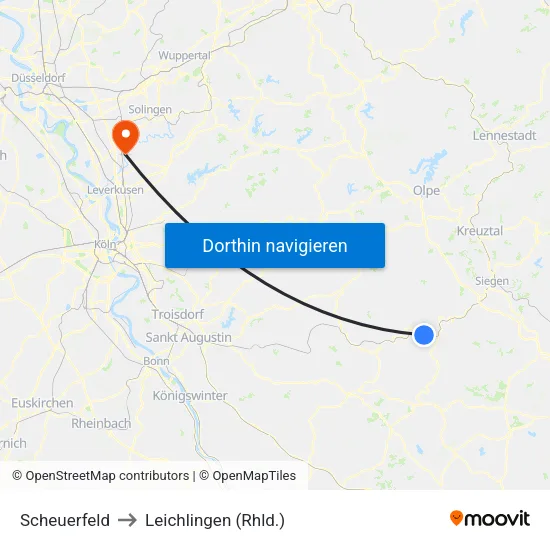 Scheuerfeld to Leichlingen (Rhld.) map