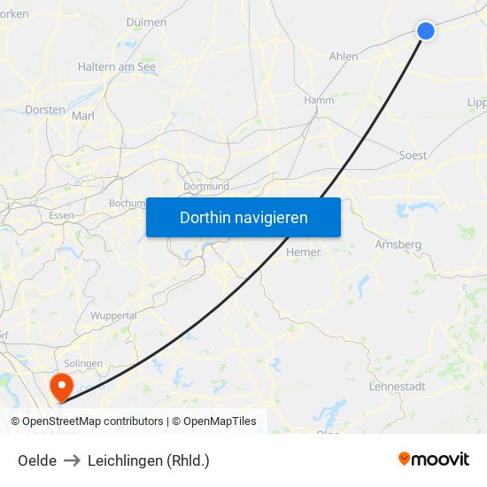 Oelde to Leichlingen (Rhld.) map