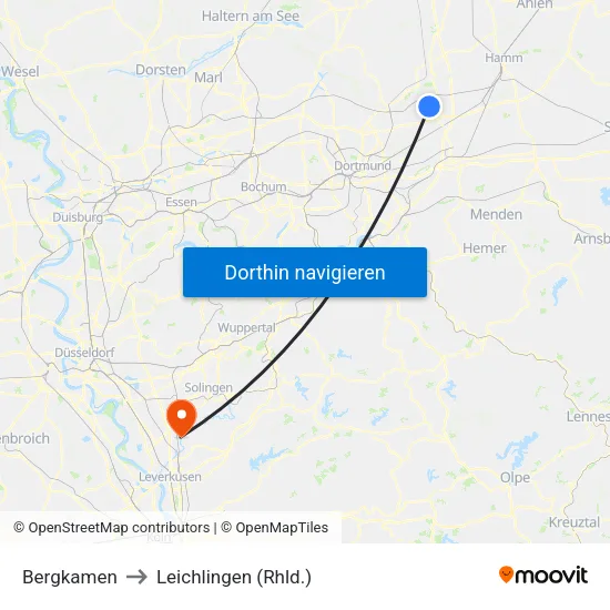 Bergkamen to Leichlingen (Rhld.) map