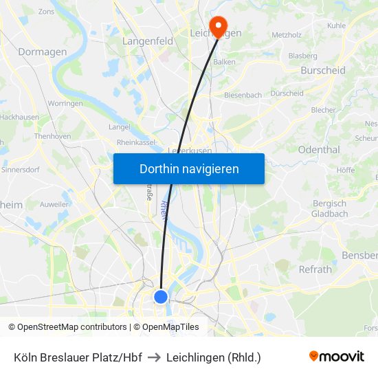 Köln Breslauer Platz/Hbf to Leichlingen (Rhld.) map