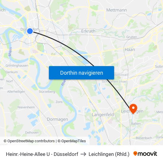 Heinr.-Heine-Allee U - Düsseldorf to Leichlingen (Rhld.) map