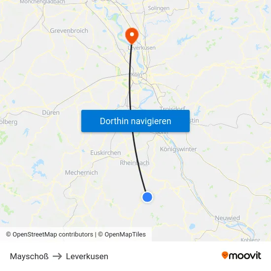 Mayschoß to Leverkusen map
