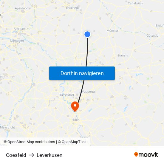 Coesfeld to Leverkusen map