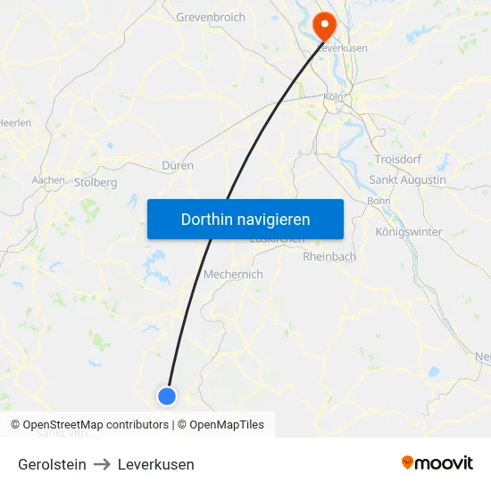 Gerolstein to Leverkusen map