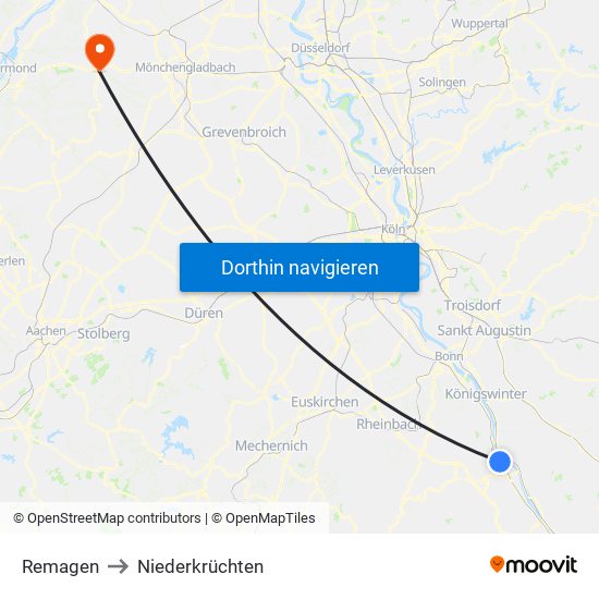 Remagen to Niederkrüchten map