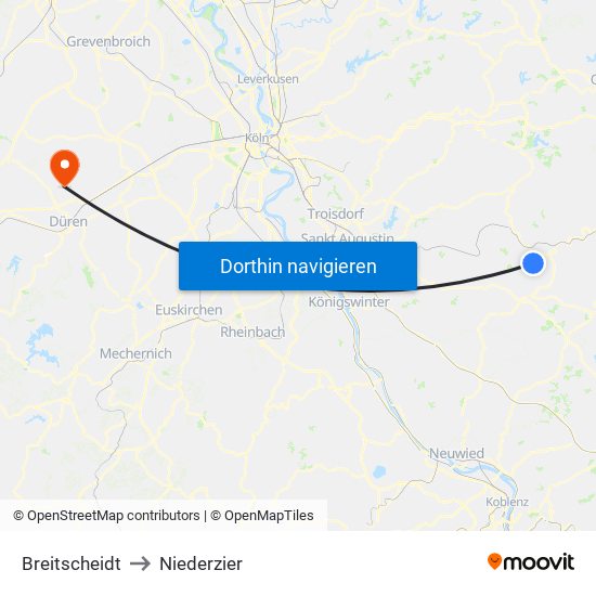 Breitscheidt to Niederzier map