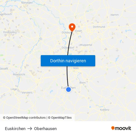 Euskirchen to Oberhausen map