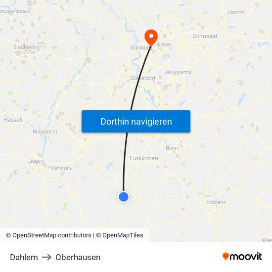 Dahlem to Oberhausen map