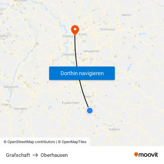 Grafschaft to Oberhausen map