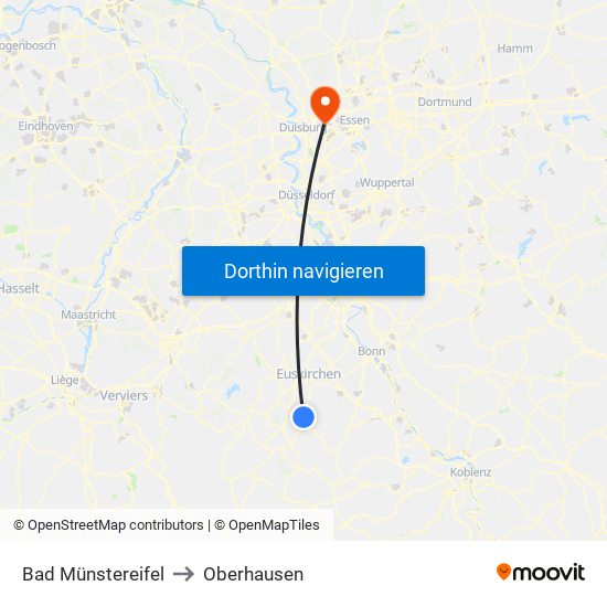 Bad Münstereifel to Oberhausen map