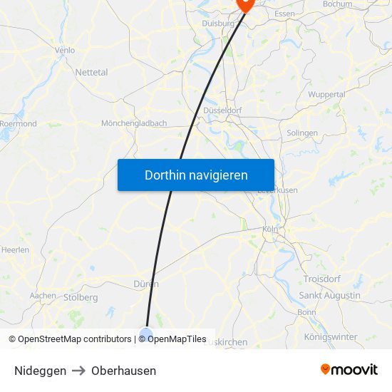 Nideggen to Oberhausen map