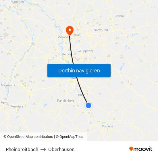 Rheinbreitbach to Oberhausen map