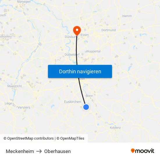 Meckenheim to Oberhausen map