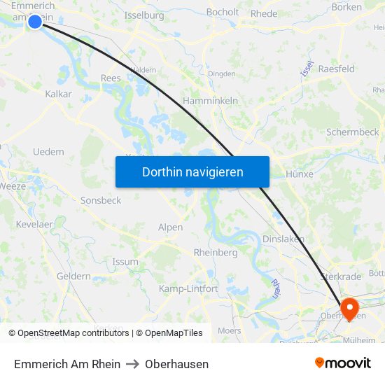 Emmerich Am Rhein to Oberhausen map