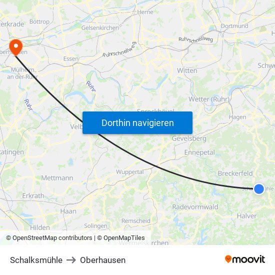 Schalksmühle to Oberhausen map