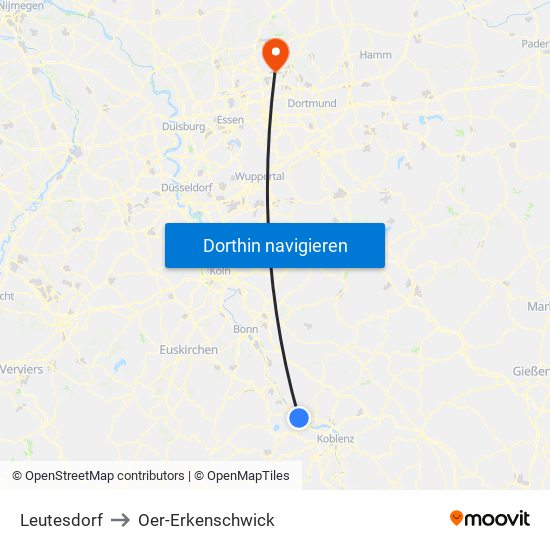 Leutesdorf to Oer-Erkenschwick map