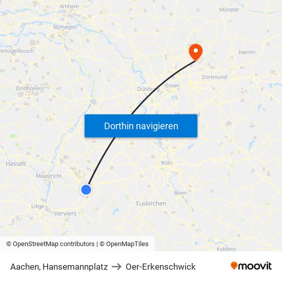 Aachen, Hansemannplatz to Oer-Erkenschwick map